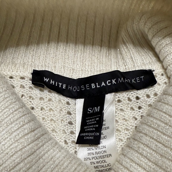 White House Black Market Ivory Knit Poncho - Picture 4 of 7